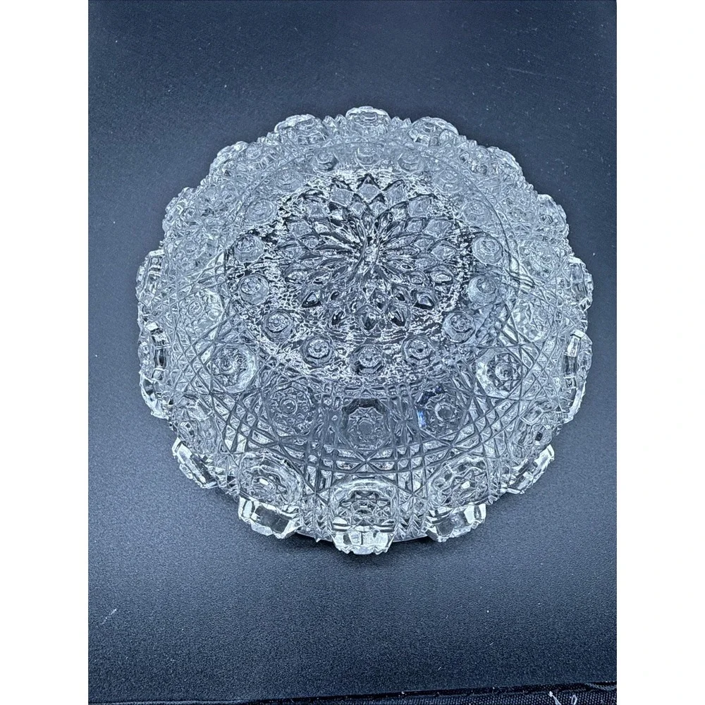 Vintage Pressed and Cut Glass Collection 10 Piece Set Bowls Decanter Basket